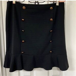 SHEIN Plus Black Skirt with Ruffle Bottom and Front Button Details Size 0XL